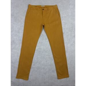 Scotch & Soda Mens Stuart Trousers Mustard Yellow W32 L34 Slim Fit Chinos Pants